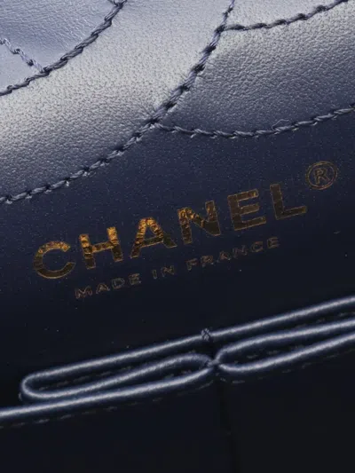 Pre-owned Chanel 2021-2025 Reissue 2.55 Quilted Aged Calfskin Double Flap 226 Shoulder Bag In Blue