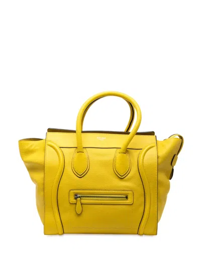 Pre-owned Celine 2012 Mini Calfskin Luggage Tote Bag In Yellow