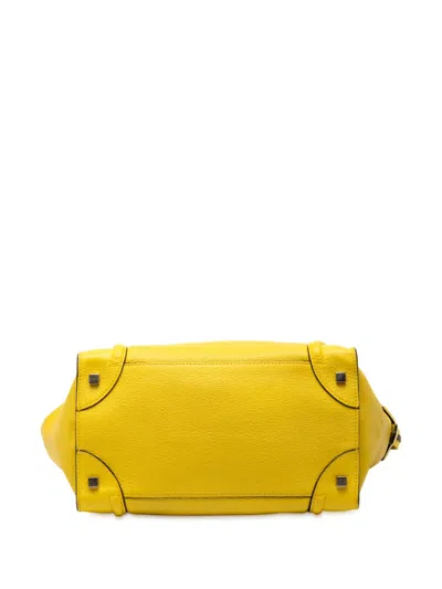 Pre-owned Celine 2012 Mini Calfskin Luggage Tote Bag In Yellow