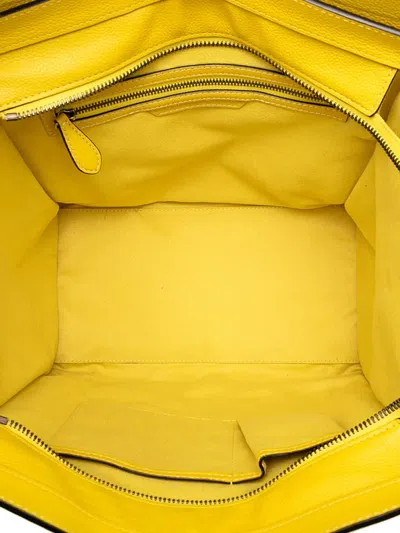 Pre-owned Celine 2012 Mini Calfskin Luggage Tote Bag In Yellow