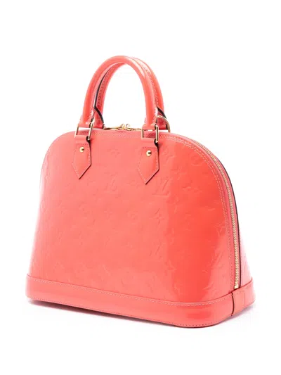 Pre-owned Louis Vuitton 2015 Monogram Vernis Alma Pm Handbag In Pink