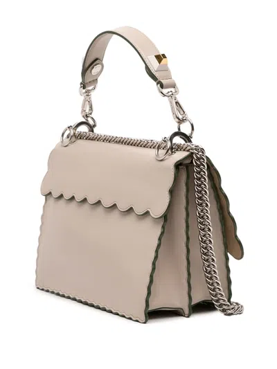 Pre-owned Fendi 2010-2025 Medium Scalloped Leather Kan I Satchel In Brown