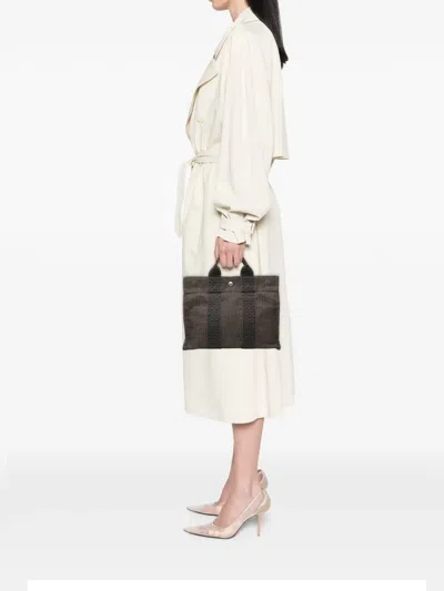 Pre-owned Hermes 1990-2010 Canvas Herline Pm Tote Bag In Gray