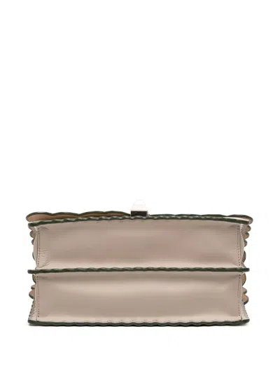 Pre-owned Fendi 2010-2025 Medium Scalloped Leather Kan I Satchel In Brown