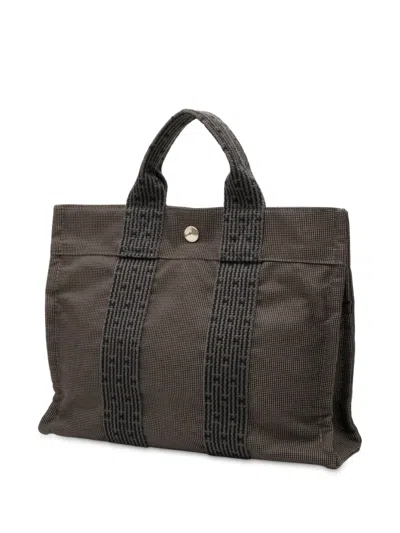 Pre-owned Hermes 1990-2010 Canvas Herline Pm Tote Bag In Gray