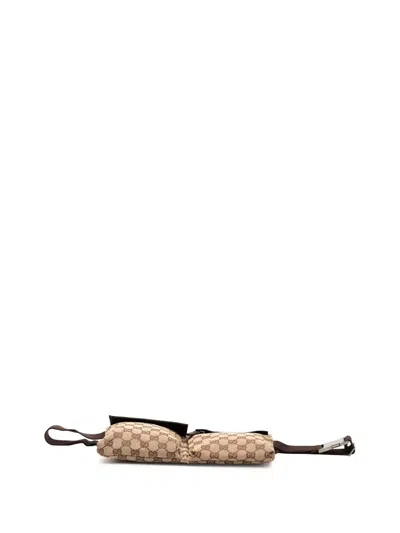 Pre-owned Gucci 2000-2015 Gg Canvas Double Pocket Belt Bag In Brown