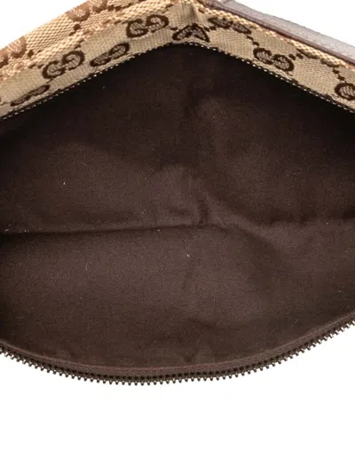 Pre-owned Gucci 2000-2015 Gg Canvas Double Pocket Belt Bag In Brown