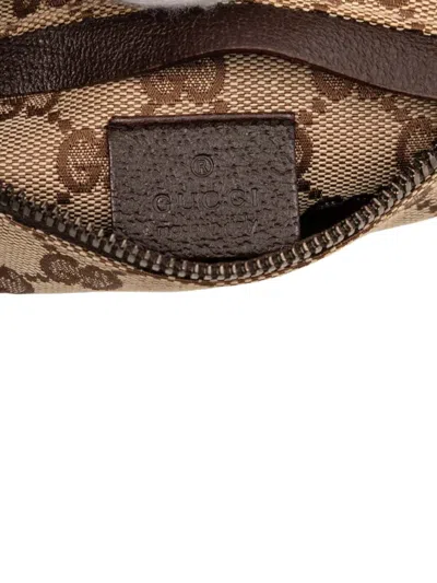 Pre-owned Gucci 2000-2015 Gg Canvas Double Pocket Belt Bag In Brown