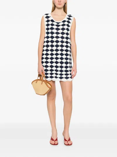 Farm Rio Knitted Dress In Blue