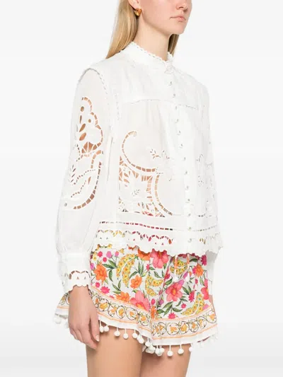 Farm Rio Lace Embroidered Top In White