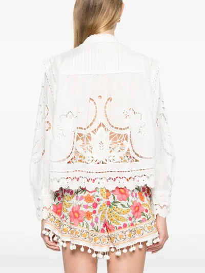Farm Rio Lace Embroidered Top In White