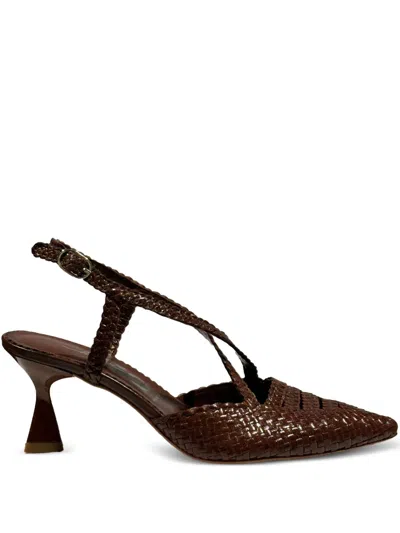 La Rose Moritz Woven Slingback Pumps In Brown