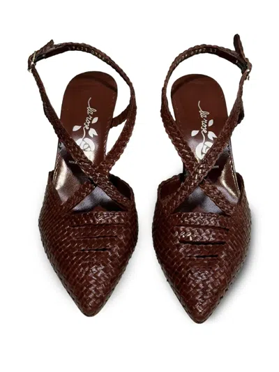 La Rose Moritz Woven Slingback Pumps In Brown