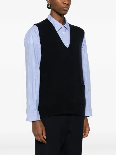 The Row Marte Ribbed-knit Vest In Blue