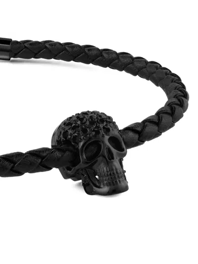 Philipp Plein Leather Bracelet In Black