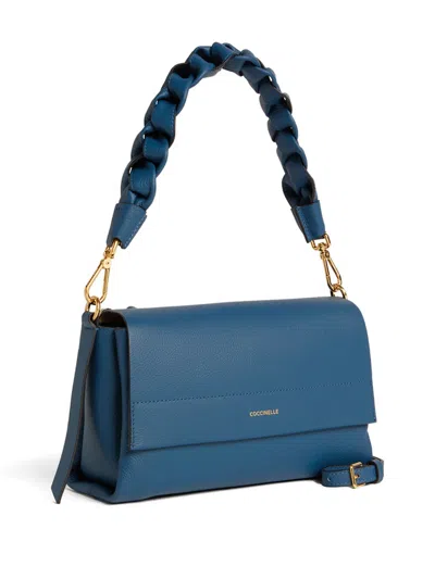 Coccinelle Small Boheme Braided-handle Shoulder Bag In Blue
