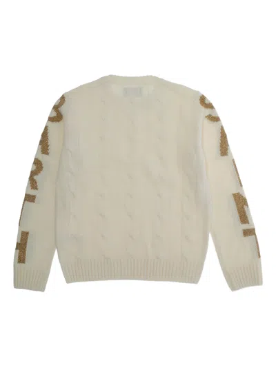 Mc2 Saint Barth Malmo Logo-lettering Crew-neck Sweater In Neutral