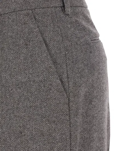 Pt Torino High-waist Welt Pockets Trousers In Gray