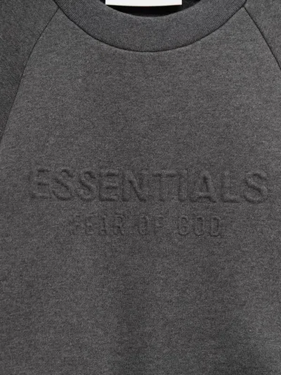 Essentials 90s Embossed-logo Crew-neck Sweatshirt In Gray