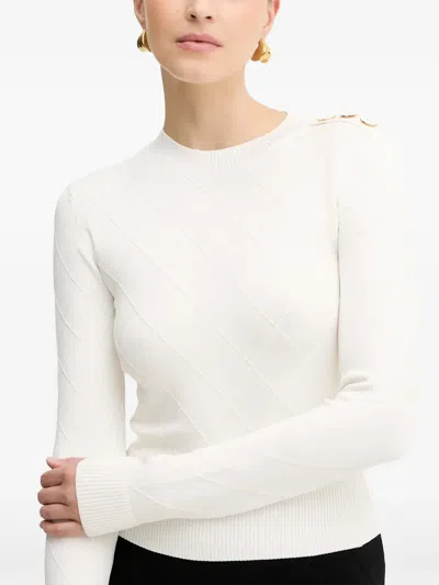 Marciano Miley Buttons Patterned Sweater In White