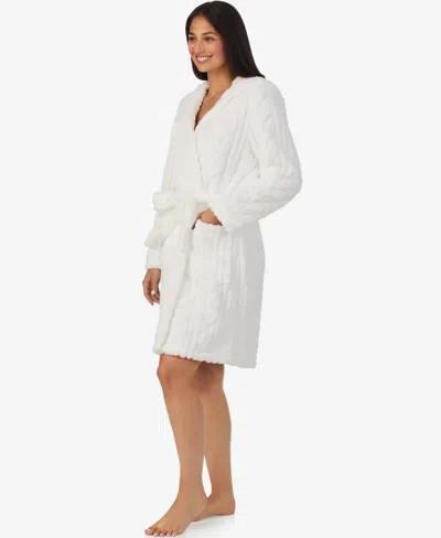 Cuddl Duds Cuddl Dud Women's Short Long-sleeve Hooded Wrap Robe In White