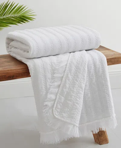 Levtex Wilhemina Stone Washed Quilted Throw, 50" X 60" In White