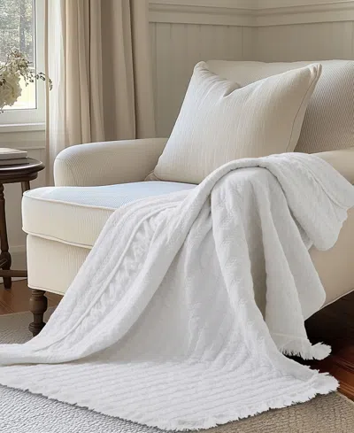 Levtex Wilhemina Stone Washed Quilted Throw, 50" X 60" In White