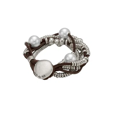 Unode50 Sterling Silver-plated White Cultivated Pearls Bracelet In White