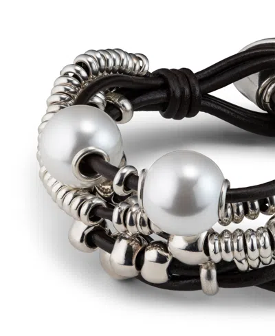 Unode50 Sterling Silver-plated White Cultivated Pearls Bracelet In White