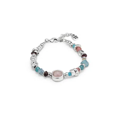 Unode50 Sterling Silver Natural Crystals Metal Bracelet In Multi