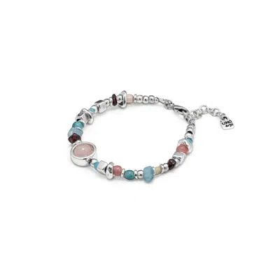 Unode50 Sterling Silver Natural Crystals Metal Bracelet In Multi
