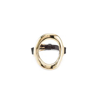 Unode50 Large Central Oval Buckle Clasp Bracelet In Gold