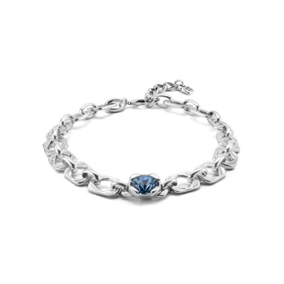 Unode50 Sterling Silver Metal Alloy Rectangular Link Necklace In Blue