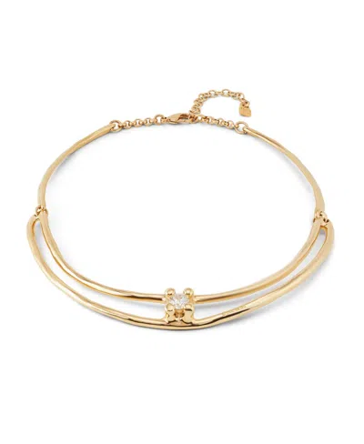 Unode50 Double Metal Alloy Rigid And White Zircon Necklaces In Gold