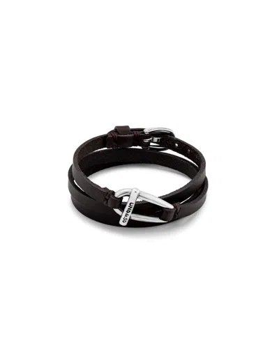 Unode50 Small Central Link Leather Bracelet In Black