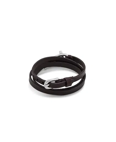 Unode50 Small Central Link Leather Bracelet In Black