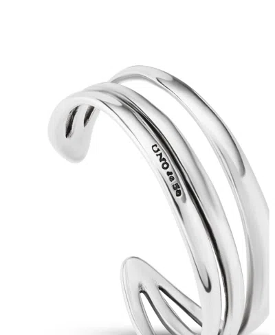 Unode50 Rigid Engraved Logo Triple Row Cuff Bracelet In Silver