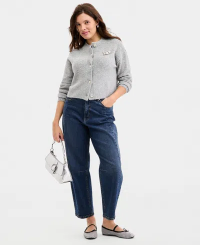 On 34th Women's Embellished Heart Cardigan Sweater, Macy's Exclusive In Gray