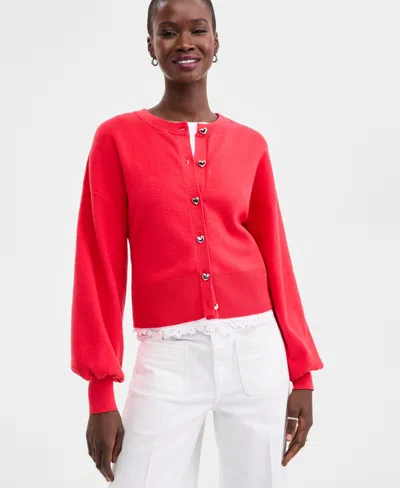 On 34th Women's Blouson Sleeve Heart-button Cardigan, Macy's Exclusive In Pink