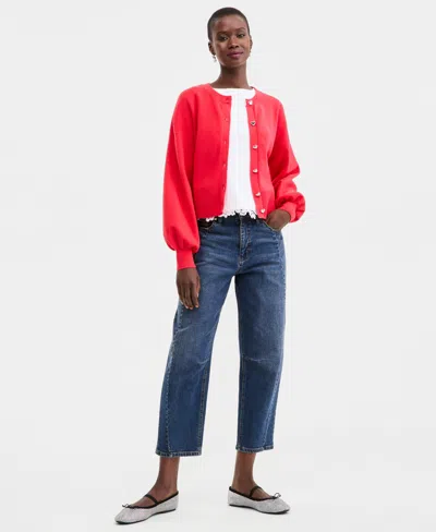 On 34th Women's Blouson Sleeve Heart-button Cardigan, Macy's Exclusive In Pink