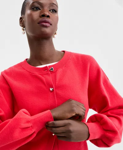 On 34th Women's Blouson Sleeve Heart-button Cardigan, Macy's Exclusive In Pink