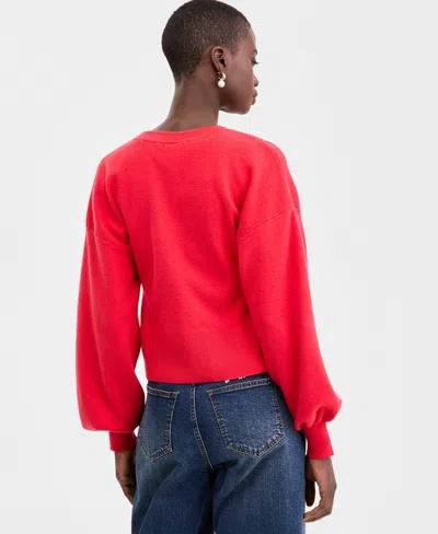 On 34th Women's Blouson Sleeve Heart-button Cardigan, Macy's Exclusive In Pink