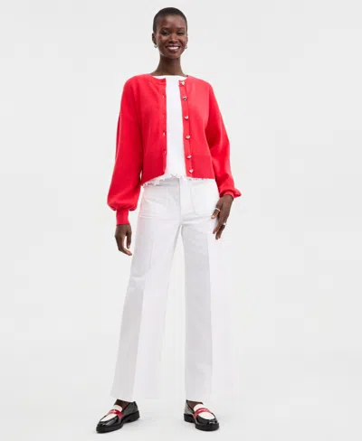 On 34th Women's Blouson Sleeve Heart-button Cardigan, Macy's Exclusive In Pink