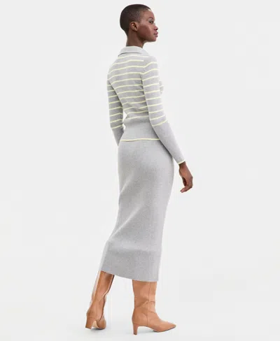 On 34th Women's Striped Collared Cardigan , Macy's Exclusive In Gray