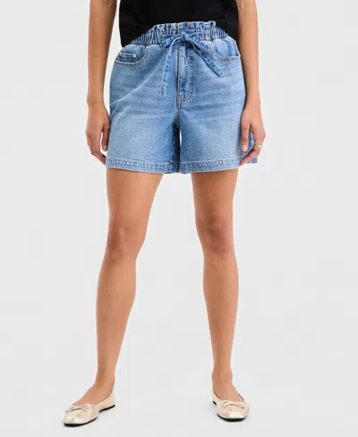 On 34th Women's High-rise Paperbag-waist Jean Shorts, Macy's Exclusive In Black