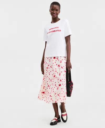 On 34th Women's Knit Romance Is Overrated T-shirt, Macy's Exclusive In White