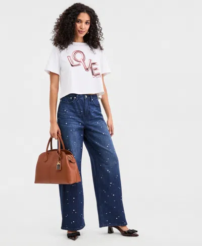 On 34th Women's Knit Short-sleeve Love Graphic T-shirt, Macy's Exclusive In White