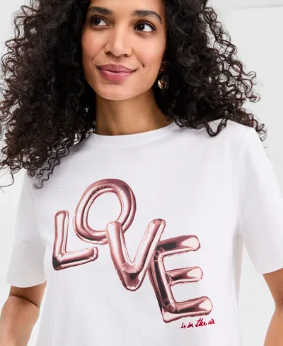 On 34th Women's Knit Short-sleeve Love Graphic T-shirt, Macy's Exclusive In White