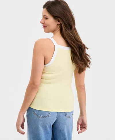 On 34th Women's Knit Solid Colored-trim Button-up Tank Top, Macy's Exclusive