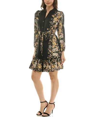 Taylor Women's Floral Shirt Dress In Black